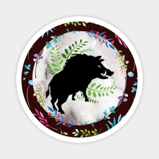 Watercolour Boar and Ferns Magnet